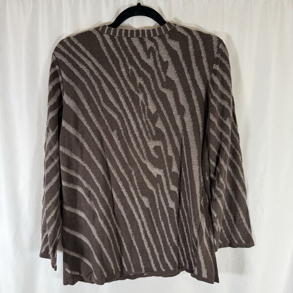 Jones Wear Cardigan Womens XL Brown Animal Print Button Up Long Sleeve Cotton Bl - Picture 8 of 10